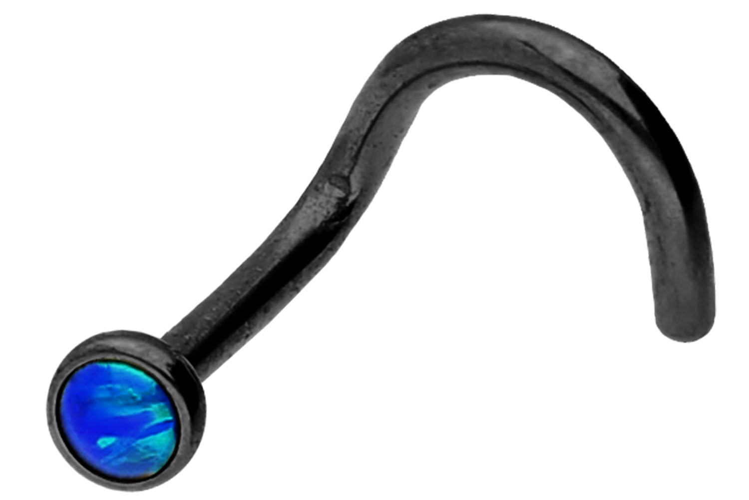 Chirurgenstahl Nasenstecker Nasenpiercing Spirale DISC + SYNTHETISCHER OPAL ++SALE++